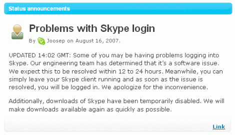Problemas na rede Skype