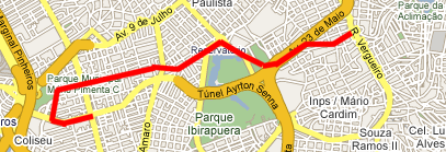Itinerário: Googleplex, na Faria Lima, até o Metrô Ana Rosa