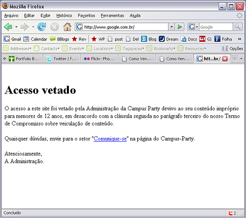 Bloqueio do acesso ao Google