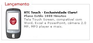 HTC Touch - Exclusividade da claro... ou não mais