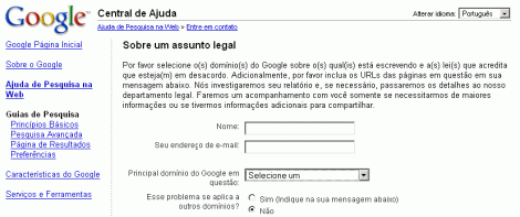 Formulário de contato do Google