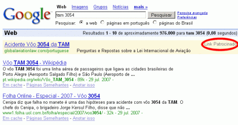 Google e o link patrocindado