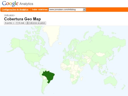 Mapa de visitas do Google Analytics