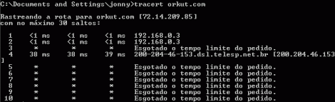 TRacert pelo speedy home