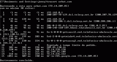 TRacert usando outra conexão